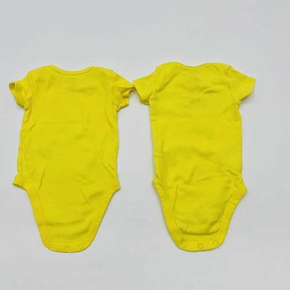 Carters Baby Infant Boys Size 3 Month 2 Piece Short Sleeve Bodysuits Yellow 1593